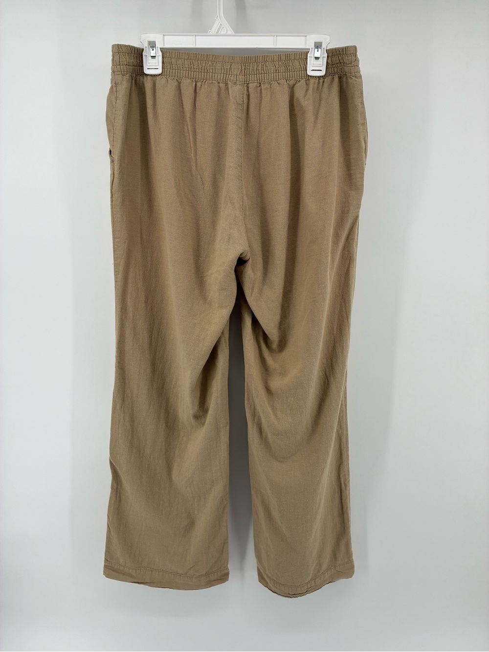 Joe Fresh Linen Blend Wide-Leg Drawstring Pants in Khaki - Picture 3 of 9